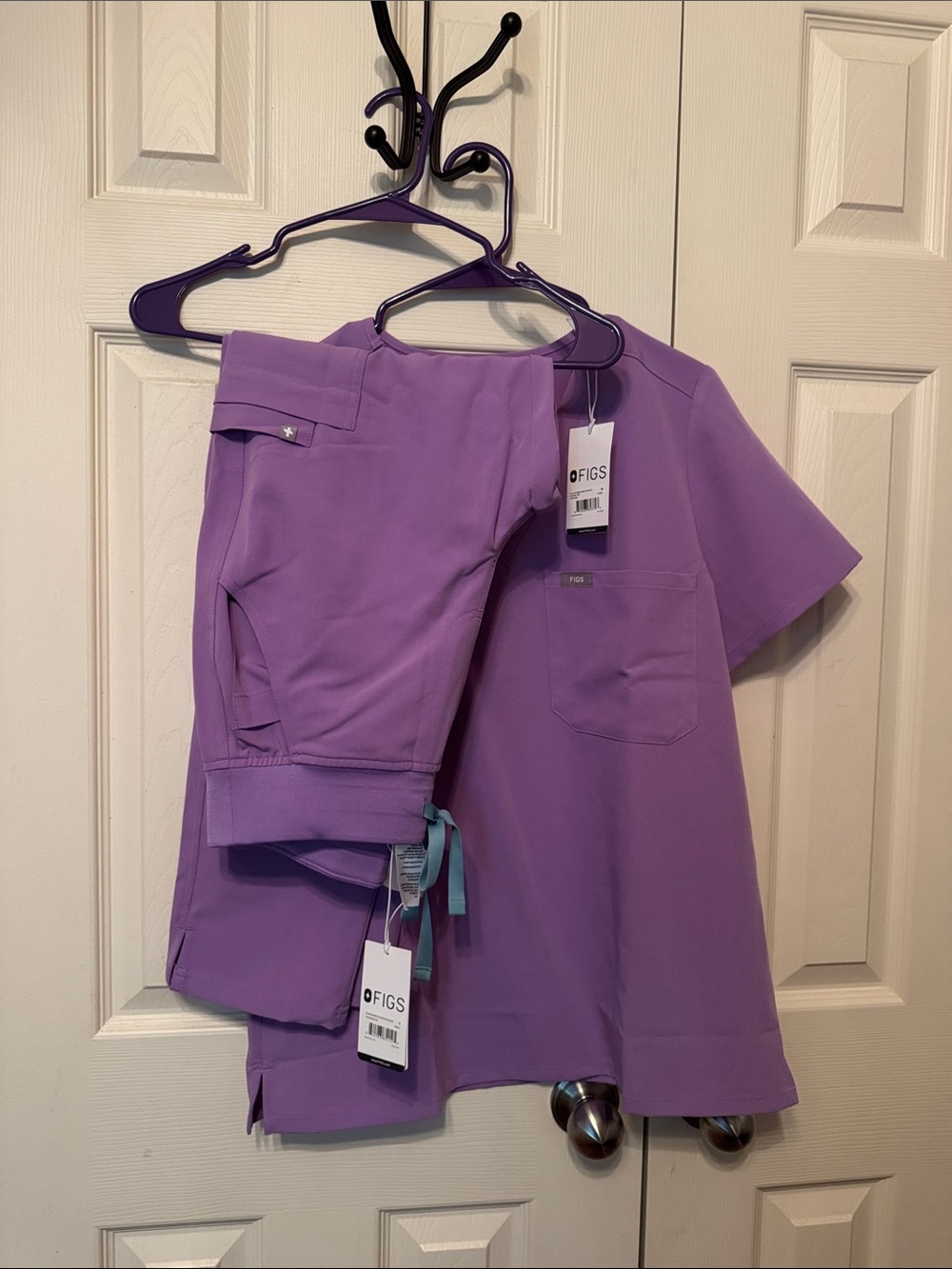 Figs Lavender Purple Scrub Top & Jogger Pants